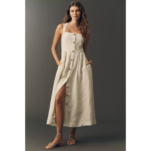 Anthropologie Dresses & Skirts - New Anthropologie Maeve 100% European Linen Sleeveless Midi Dress Size XS
